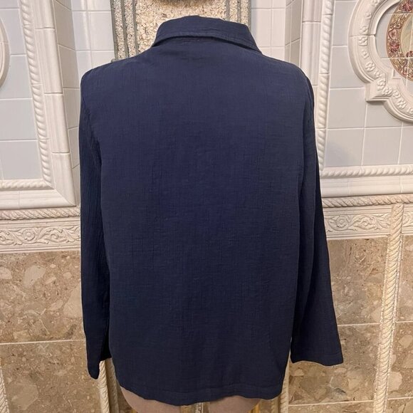 Wonderly. Sz XL. Navy Unlined Textured One Button Jacket w Pockets. B118 - Picture 2 of 4